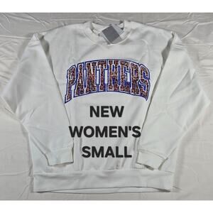 NEW WOMENS SMALL WHITE PITT PANTHERS GAMEDAY COUTURE OVERSIZED PULLOVER SWEATER